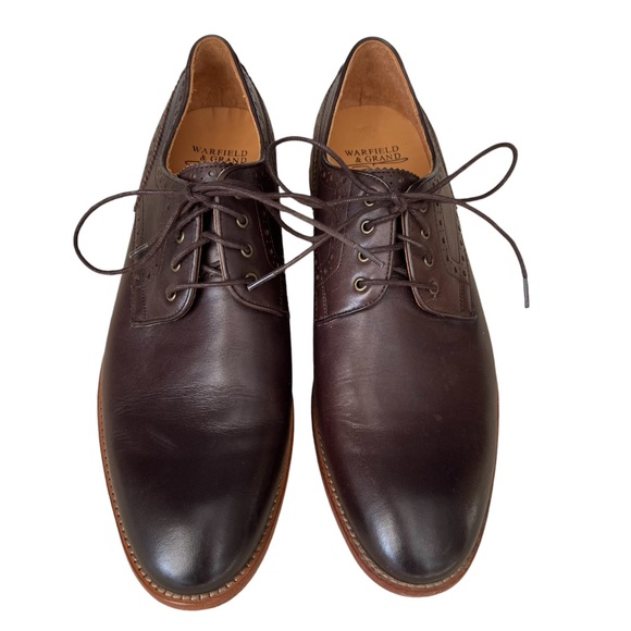 Warfield & Grand Mens Size 9 Lace Up Leather Oxfords Brown Dress Shoes Classic - Picture 2 of 16